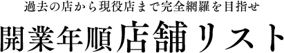 過去の店から現役店まで完全網羅を目指せ 開業年順 店舗リスト