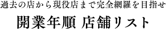 過去の店から現役店まで完全網羅を目指せ 開業年順 店舗リスト
